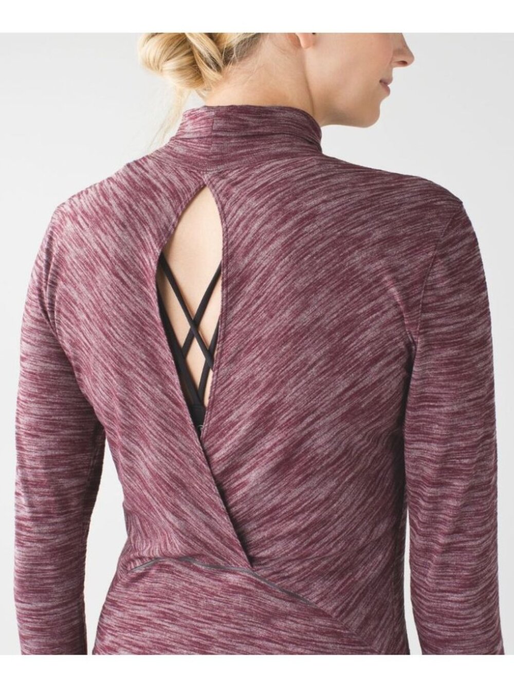 Lululemon &Go Take-Off Long Sleeve Heathered Bordeaux Drama Size 10 Pullover Top